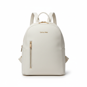 Zarina Wear Womens Leather <b>Backpack</b> Water Resistant Polyester Lining Gunmetal Hardware Hidden Zip Pocket | Private Label OEM - Product Image 3