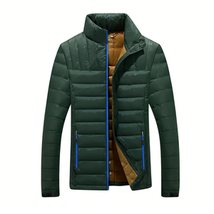 Chaqueta Acolchada para Hombre, Color Azul Marino, con Revestimiento, Cuello Alto, Cierre de Cremallera, Tejido de Lona Transpirable y Ecológico, Ropa Casual de Invierno - Product Image 4
