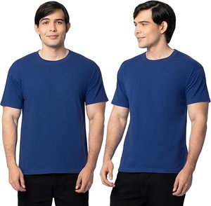 Camiseta de Algodón Lisa de Corte Regular para Hombre, Cuello Redondo, Manga Corta, Estilo Casual, Tejido de Punto, Teñido Liso - Product Image 4