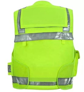 Reflektierende Sicherheitsweste mit hoher Sichtbarkeit, Unisex, Limettengrün, Arbeitskleidung mit mehreren Taschen und verstellbarer Passform - Product Image 3