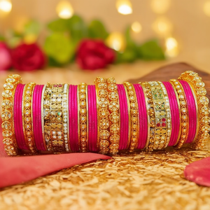 Women's Traditional Bridal Ethnic Fashion Gold Plated Crystal Stone <b>Bangles</b> <b>Set</b> 10575602DP_2.8 - Product Image 3