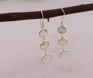 Natural Prehnite & Opalite Multi-Stone <b>Earrings</b> 925 Sterling Silver Faceted Gemstone Triple Drop <b>Earrings</b> <b>Handmade</b> Wholesale - Product Image 1
