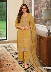 Designer Pakistani Salwar Kameez with Dupatta Set Premium Crush Tissue <b>Women</b> <b>kurta</b> Set for Special Occasion at Wholesale Price - Product Image 4