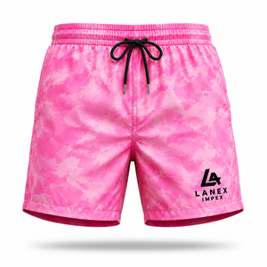 Custom <b>Men</b> Quick Dry Pink Beach Board Shorts | Sublimation Swim <b>Trunks</b> | Lightweight Polyester Swimwear with Elastic Drawstring - Product Image 2