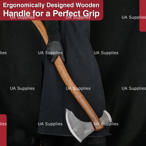 Tomahawks à double lame, tête en acier carbone forgé à la main, manche en bois, style Viking barbu, qualité DIY, pour abattage et camping, OEM ODM, direct usine - Product Image 3