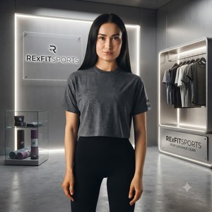REXFITSPORTS 2026 Camiseta Corta Oversize Personalizada para Mujer, Manga Corta, Cuello Redondo, Algodón, Fabricante de Ropa Urbana de Marca Privada - Product Image 1