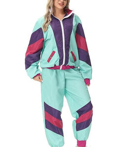 2026 Wholesale Custom Color Block <b>Women</b> Embroidery Nylon Tracksuits Sets Two Piece <b>Jacket</b> Zip up Windbreaker Reasonable Price - Product Image 3