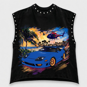 SHY SPORTS Débardeur personnalisé avec impression graphique en strass DTG, 100% coton jersey, nouveau style vintage tendance, t-shirt à manches courtes unisexe - Product Image 1