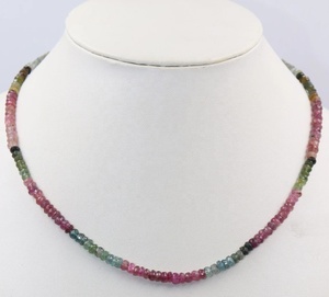 Collar de turmalina Rondelle facetado de 4mm con cuentas de piedra, joyería de turmalina - Product Image 3