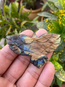 Labradorite Eagle Sculpture | Hand Carved Crystal Bird <b>Statue</b> for Home Decor Feng Shui Healing Stone & Collectors - Product Image 3
