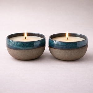 Reactive Glaze Ceramic Candle Vessel Deep Bowl Thick Durable Heat Resistant Smooth Finish Single Wick Luxury Home Decor - Product Image 1