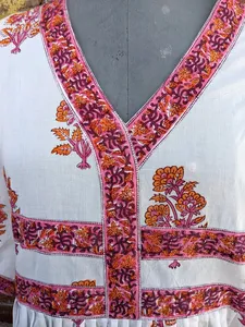 Vestido estampado a mano Vestido largo de algodón indio Vestido de algodón indio - Product Image 3
