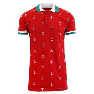 Men's White Anchor Print Short Sleeve for Shirt Regular Fit Preppy Style Jersey Fabric Breathable Design Front Logo 180g - Product Image 4