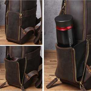 Custom Full Grain Genuine Leather Backpack Luxury <b>Men</b> <b>Travel</b> Laptop <b>Bag</b> Waterproof Wholesale Business Pack LBK-0116 - Product Image 4