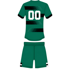 Green <b>Black</b> <b>Rugby</b> Jersey <b>Shorts</b> Set <b>Short</b> Sleeve Crew Neck Striped Team Uniform Custom Breathable Training Performance Athletic - Product Image 2