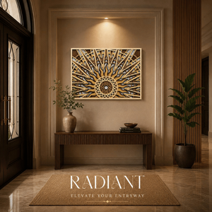 Panel Decorativo de Pared con Mandala Solar |   Obra de arte de madera en capas cortada con láser |   Elegante Escultura Geométrica de Pared para Decoración de Interiores del Hogar - Product Image 3