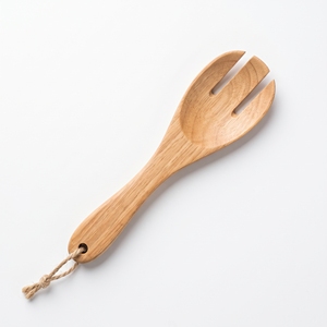 Fourchette-cuillère réutilisable en teck de qualité supérieure, durable, à 3 dents, avec trou de suspension, qualité alimentaire, pour la cuisine et le camping - Product Image 1