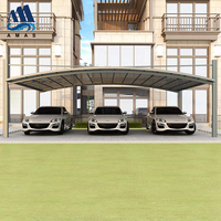 Abri double pour voiture en alliage d'aluminium avec auvent en polycarbonate, garage extérieur durable pour une stationnement sécurisé