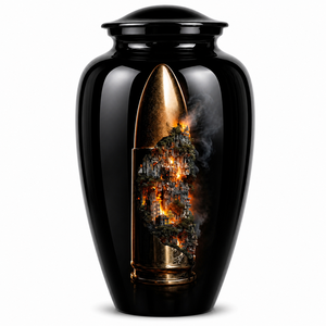 Luxury Premium Bullet Shaped Memorial Picture Sticker with Enamel Memorial Cremation Urn for Adults Human Funeral Ashes - Product Image 1