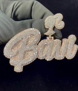Collar con Colgante de Moissanita Personalizado con Nombre, Letra en Script con Incrustaciones de Diamantes, Joyería de Lujo Estilo Hip Hop, Regalo Elegante para Hombres y Mujeres, Cumpleaños, Boda - Product Image 2