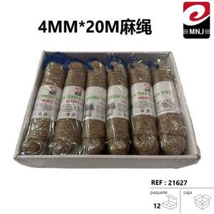 Corde en chanvre de jute biodégradable 4 mm * 20 m, 180 g, cordon d'emballage pour usage d'emballage - Product Image 1