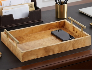 Plateau de service en bois ACME de qualité supérieure avec poignées métalliques, forme rectangulaire, finition brute, usage résidentiel, cadeaux de mariage et hôtels - Product Image 5