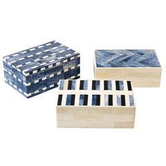SOFIYA CRAFT Caja de Joyería de Madera Moderna Azul Sólido, Rectangular, con Cerradura y Llave - Product Image 3