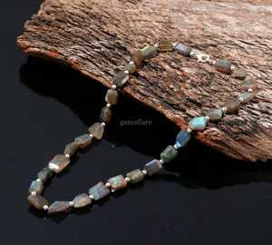 Natural Labradorite Faceted Nugget Beaded <b>Necklace</b> November Birthstone Gemstone Jewelry Handmade Labradorite <b>Statement</b> <b>Necklace</b> - Product Image 3
