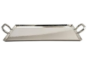 Plateau de service élégant en métal couleur argent avec poignée, nouveau design, plateau décoratif en métal à prix de gros pour la maison et l'hôtellerie - Product Image 2