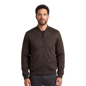 Blousons Bomber Homme Personnalisés en Polyester Gaufré Floral avec Fermeture Éclair sur le Devant, Couleur Rose Poudré, Poignets Côtelés - Product Image 4