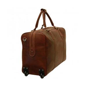 Sac de voyage week-end vintage en cuir véritable robuste pour hommes et femmes, grande capacité, portable, léger, avec pieds métalliques - Product Image 5