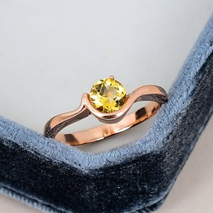 Prong Setting Natural <b>Citrine</b> Women <b>Ring</b> Solid 925 Sterling Silver Round Gemstone Rose Gold Plated Engagement <b>Ring</b> For Women - Product Image 1