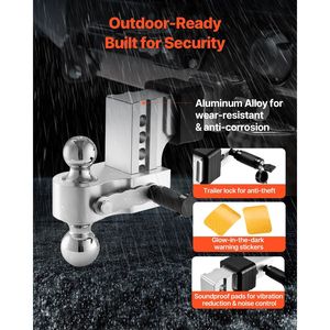 Supporto per Gancio di Traino Regolabile da 4 Pollici in Lega di Alluminio Resistente, Adatto per Ricevitore da 2,5 Pollici, Montaggio su Gancio di Traino da 2 Pollici - Product Image 5