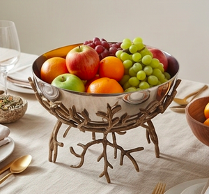 Contemporary <b>Metal</b> <b>Bowl</b> With Branch Design Handmade For Home Decor Kitchen Use Dining Use And Serving Use - Product Image 3