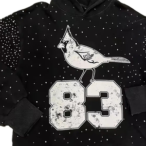 Pull-over doux oversize streetwear en polaire brodé avec lettres et strass, style vieilli, collection hiver 2026, vente en gros OEM - Product Image 4