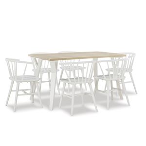Set da Pranzo Alwynn 7 Pezzi Bianco e Legno Naturale, Eleganti Sedie Windsor con Tavolo da Pranzo per 6 Persone per la Sala da Pranzo - Product Image 3