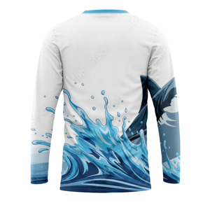 เสื้อฮู้ดดี้สำหรับตกปลา แบบซับลิเมชั่น พิมพ์ลายสีสันสดใส แห้งเร็ว ระบายอากาศได้ดี ป้องกันรังสียูวี 35 สำหรับผู้ชาย พร้อมโลโก้ด้านหน้า - Product Image 2