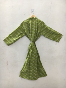 Women Floral Printed <b>Satin</b> <b>Robe</b> Long Sleeve Full Length Slash Neck Drawstring Closure Casual Spring Wear - Product Image 6