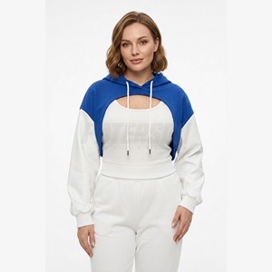 Sudadera con capucha personalizada de 300 g/m² de algodón y elastano, estilo bolero, corta para mujer, para marcas Y2K, con construcción de manga ajustada - Product Image 3