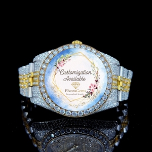 Reloj Inteligente Redondo de Moda para Mujer ElvoraGems con Gemas, Correa de Acero Inoxidable, Personalización Disponible - Product Image 1