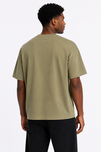 T-shirts pour hommes 280 GSM 100% coton épais, impression graphique personnalisée par pulvérisation, épaules tombantes, effet délavé, vente en gros, streetwear en vrac - Product Image 4
