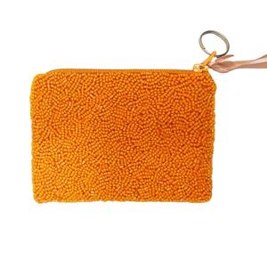 Mini bolso con cremallera bordado a mano con cuentas naranjas y blancas de Hiba Enterprises - Product Image 5