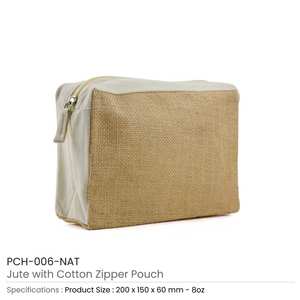 Natural Jute and Cotton Zipper Pouches Eco-Friendly <b>Packaging</b> <b>Materials</b> - Product Image 3