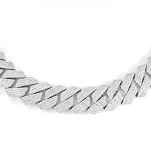 Cadena Cubana de Lujo para Hombre, Alta Demanda, Oro Blanco, Diamantes Redondos Cultivados en Laboratorio, Joyería Hip Hop para Regalo o Compromiso - Product Image 2