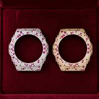 Bague de montre GA2100 entièrement sertie de rubis et de diamants pour hommes et femmes, accessoires de bijoux hip-hop