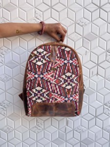 Nueva Llegada, Mochila de Cuero Auténtico Hecha a Mano, Mochila de Cuero Jacquard, Mochila Multiusos, Producto al por Mayor - Product Image 3