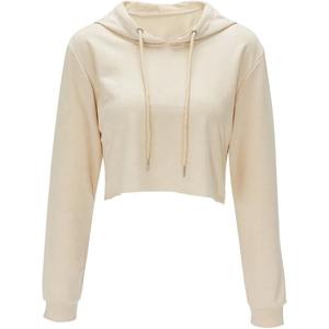 Survêtement d'hiver pour femmes en coton 100% avec sweat à capuche court à manches longues en polaire et logo personnalisé brodé - Product Image 3