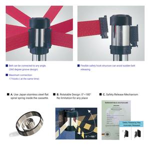 อลูมิเนียมอัลลอยด์สีเหลือง/ดํา 4M พร้อมสายพานความระมัดระวังแบบติดผนังแบบอะโนไดซ์แบบยืดหดได้ (ความยาวเทป 400 ซม.) - Product Image 4