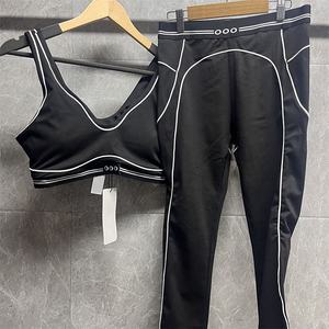 Conjunto de Dos Piezas para Mujer, Top Corto de Manga Corta, Pantalones Anchos de Cintura Alta, Spandex/Poliéster, para Invierno - Product Image 3