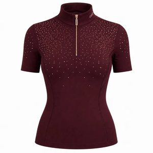 Chemises de concours d'équitation à manches courtes pour femmes, respirantes, de haute qualité, avec strass - Product Image 6